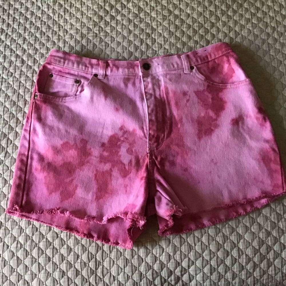 Pink tie dyed shorts